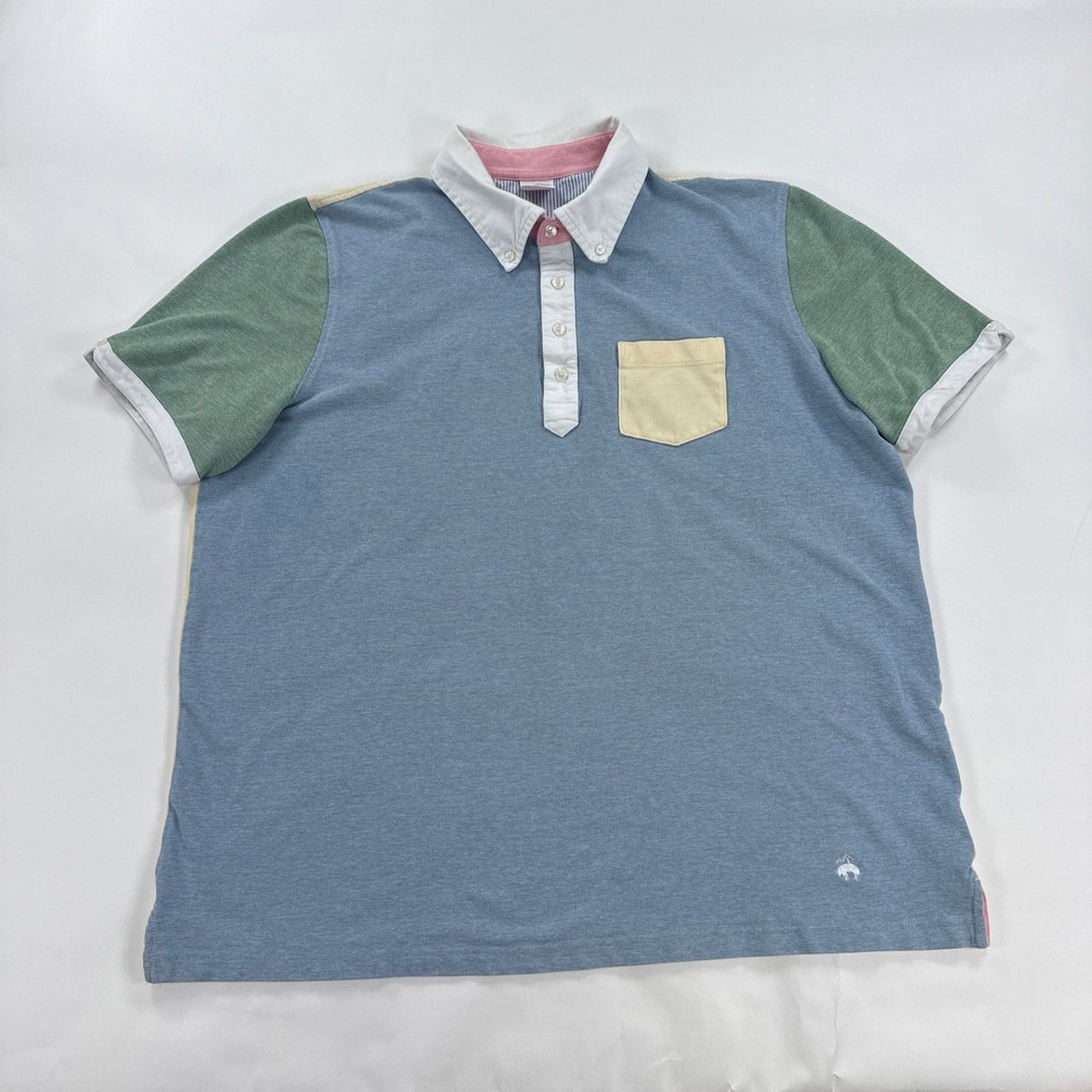 Brooks Brothers 1818 Colorblock Polo Shirt Mens XXL Original Fit Stretch Pique